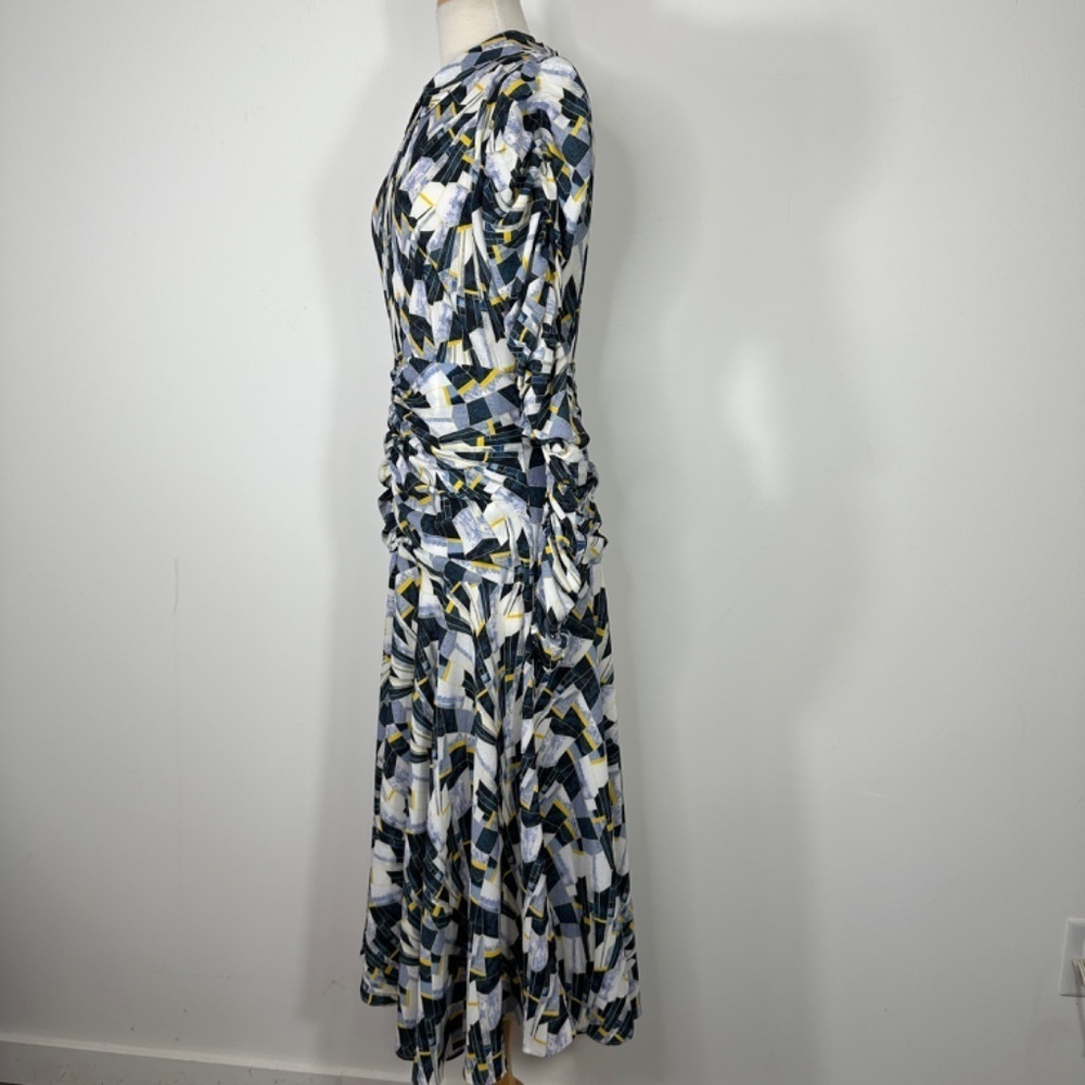 NWT APPARALEL Ruched Long Sleeve Multicolor Midi Dress Size Large - Picture 9 of 16